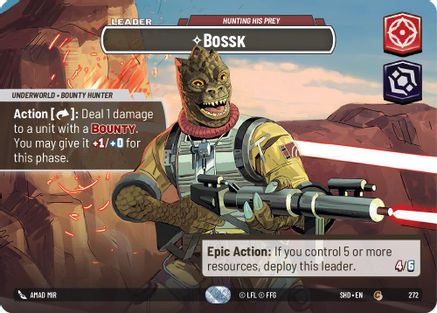 Bossk - Hunting His Prey (Showcase) (272) - Shadows of the Galaxy Foil - Premium Star Wars: Unlimited Single from Shadows of the Galaxy - Just $49.88! Shop now at Game Crave Tournament Store