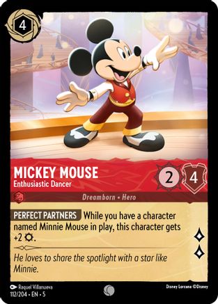 Mickey Mouse - Enthusiastic Dancer (112/204) - Shimmering Skies Cold Foil - Premium Lorcana Single from Shimmering Skies - Just $0.25! Shop now at Game Crave Tournament Store