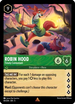 Robin Hood - Timely Contestant (69/204) - Shimmering Skies - Premium Lorcana Single from Shimmering Skies - Just $0.25! Shop now at Game Crave Tournament Store