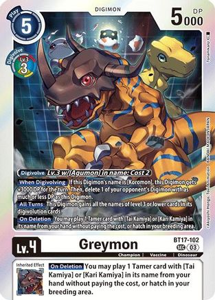 Greymon (BT17-102) - Secret Crisis Foil - Premium Digimon Single from Bandai - Just $27.25! Shop now at Game Crave Tournament Store