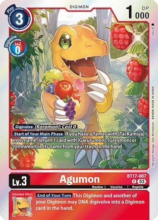 Agumon (BT17-007) - Secret Crisis Foil - Premium Digimon Single from Bandai - Just $0.25! Shop now at Game Crave Tournament Store