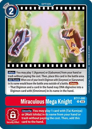 Miraculous Mega Knight (BT17-095) - Secret Crisis - Premium Digimon Single from Bandai - Just $0.25! Shop now at Game Crave Tournament Store