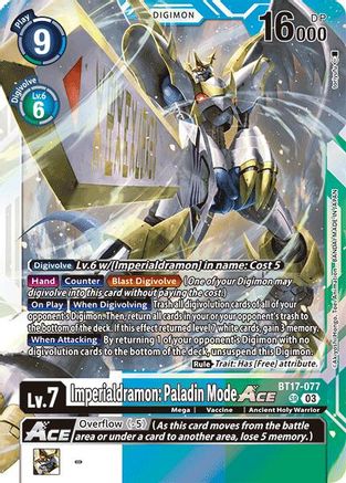 Imperialdramon: Paladin Mode ACE (BT17-077) - Secret Crisis Foil - Premium Digimon Single from Bandai - Just $6.12! Shop now at Game Crave Tournament Store