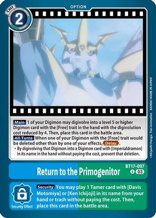 Return to the Primogenitor (BT17-097) - Secret Crisis - Premium Digimon Single from Bandai - Just $0.37! Shop now at Game Crave Tournament Store