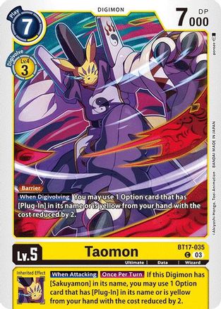 Taomon (BT17-035) - Secret Crisis - Premium Digimon Single from Bandai - Just $0.34! Shop now at Game Crave Tournament Store