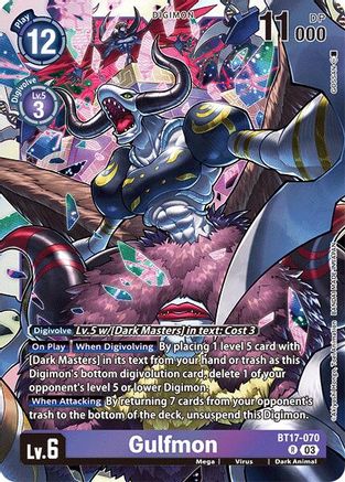 Gulfmon (BT17-070) - Secret Crisis Foil - Premium Digimon Single from Bandai - Just $0.25! Shop now at Game Crave Tournament Store