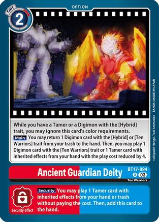 Ancient Guardian Deity (BT17-094) - Secret Crisis - Premium Digimon Single from Bandai - Just $0.51! Shop now at Game Crave Tournament Store
