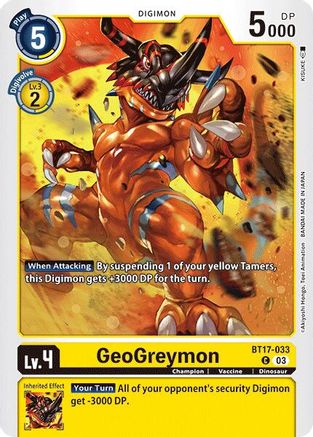 GeoGreymon (BT17-033) - Secret Crisis - Premium Digimon Single from Bandai - Just $0.25! Shop now at Game Crave Tournament Store