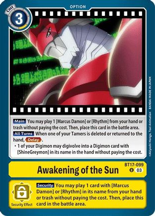 Awakening of the Sun (BT17-099) - Secret Crisis - Premium Digimon Single from Bandai - Just $0.25! Shop now at Game Crave Tournament Store