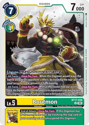 Boutmon (BT17-036) - Secret Crisis - Premium Digimon Single from Bandai - Just $0.25! Shop now at Game Crave Tournament Store