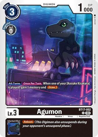 Agumon - BT17-052 (BT17-052) - Secret Crisis - Premium Digimon Single from Bandai - Just $0.25! Shop now at Game Crave Tournament Store