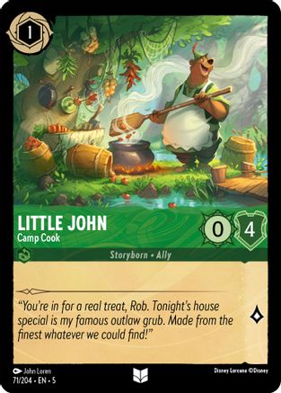 Little John - Camp Cook (71/204) - Shimmering Skies - Premium Lorcana Single from Shimmering Skies - Just $0.25! Shop now at Game Crave Tournament Store
