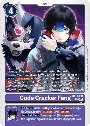 Code Cracker Fang (BT17-091) - Secret Crisis - Premium Digimon Single from Bandai - Just $0.38! Shop now at Game Crave Tournament Store