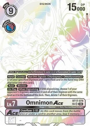 Omnimon ACE (Textured) (BT17-078) - Secret Crisis Foil - Premium Digimon Single from Bandai - Just $338.24! Shop now at Game Crave Tournament Store