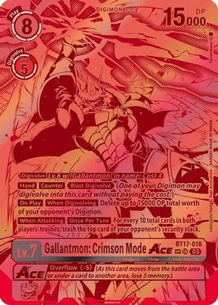 Gallantmon: Crimson Mode ACE (Textured) (BT17-018) - Secret Crisis Foil - Premium Digimon Single from Bandai - Just $516.40! Shop now at Game Crave Tournament Store