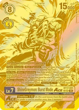 ShineGreymon: Burst Mode ACE (Textured) (BT17-041) - Secret Crisis Foil - Premium Digimon Single from Bandai - Just $291.11! Shop now at Game Crave Tournament Store