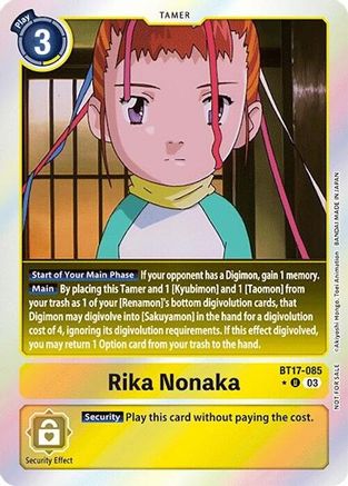 Rika Nonaka (Secret Crisis: Movie Memorial Pack) (BT17-085) - Secret Crisis Foil - Premium Digimon Single from Bandai - Just $0.31! Shop now at Game Crave Tournament Store