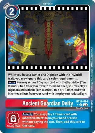 Ancient Guardian Deity (Secret Crisis: Movie Memorial Pack) (BT17-094) - Secret Crisis Foil - Premium Digimon Single from Bandai - Just $3.74! Shop now at Game Crave Tournament Store