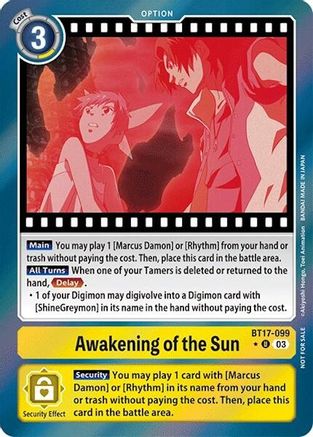 Awakening of the Sun (Secret Crisis: Movie Memorial Pack) (BT17-099) - Secret Crisis Foil - Premium Digimon Single from Bandai - Just $0.27! Shop now at Game Crave Tournament Store
