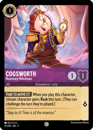 Cogsworth - Illuminary Watchman (37/204) - Shimmering Skies - Premium Lorcana Single from Shimmering Skies - Just $0.25! Shop now at Game Crave Tournament Store