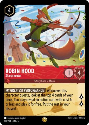 Robin Hood - Sharpshooter (118/204) - Shimmering Skies Cold Foil - Premium Lorcana Single from Shimmering Skies - Just $7.09! Shop now at Game Crave Tournament Store