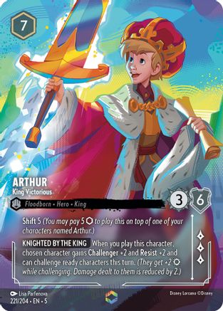 Arthur - King Victorious (Enchanted) (221/204) - Shimmering Skies Holofoil - Premium Lorcana Single from Shimmering Skies - Just $46.61! Shop now at Game Crave Tournament Store