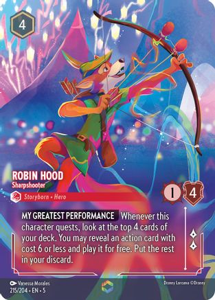 Robin Hood - Sharpshooter (Enchanted) (215/204) - Shimmering Skies Holofoil - Premium Lorcana Single from Shimmering Skies - Just $93.97! Shop now at Game Crave Tournament Store