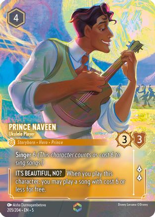 Prince Naveen - Ukulele Player (Enchanted) (205/204) - Shimmering Skies Holofoil - Premium Lorcana Single from Shimmering Skies - Just $80.04! Shop now at Game Crave Tournament Store