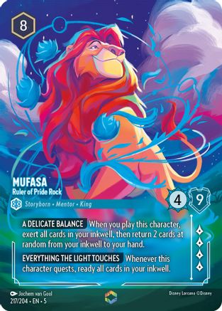 Mufasa - Ruler of Pride Rock (Enchanted) (217/204) - Shimmering Skies Holofoil - Premium Lorcana Single from Shimmering Skies - Just $214.59! Shop now at Game Crave Tournament Store