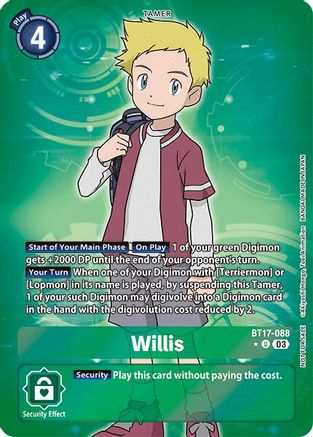 Willis (Box Promotion Pack: Secret Crisis) (BT17-088) - Secret Crisis Foil - Premium Digimon Single from Bandai - Just $0.39! Shop now at Game Crave Tournament Store