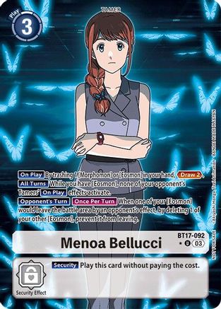 Menoa Bellucci (Box Promotion Pack: Secret Crisis) (BT17-092) - Secret Crisis Foil - Premium Digimon Single from Bandai - Just $1.87! Shop now at Game Crave Tournament Store