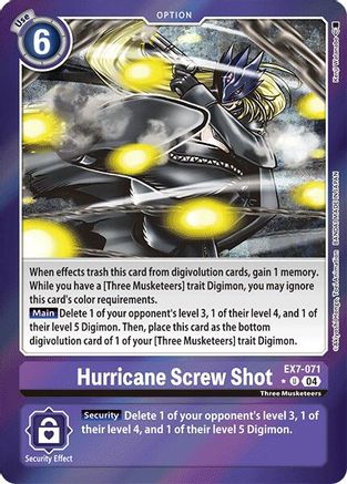 Hurricane Screw Shot (Foil) (EX7-071) - Digimon LIBERATOR Foil - Premium Digimon Single from Bandai - Just $12.47! Shop now at Game Crave Tournament Store