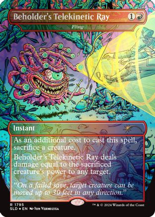 Beholder's Telekinetic Ray - Fling (Rainbow Foil) (SLD-1795) - Secret Lair Drop Series Foil - Premium MTG Single from Wizards of the Coast - Just $0.57! Shop now at Game Crave Tournament Store