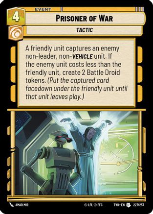 Prisoner of War (227/257) - Twilight of the Republic Foil - Premium Star Wars: Unlimited Single from Twilight of the Republic - Just $0.08! Shop now at Game Crave Tournament Store