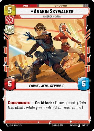 Anakin Skywalker - Maverick Mentor (147/257) - Twilight of the Republic - Premium Star Wars: Unlimited Single from Twilight of the Republic - Just $0.36! Shop now at Game Crave Tournament Store