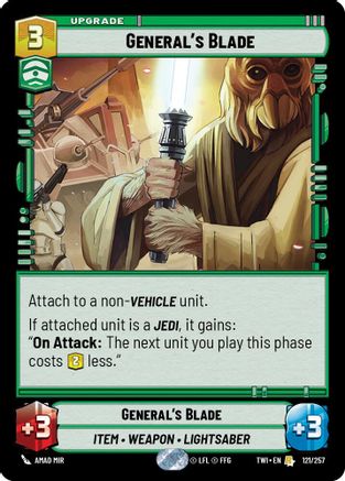 General's Blade (121/257) - Twilight of the Republic Foil - Premium Star Wars: Unlimited Single from Twilight of the Republic - Just $0.55! Shop now at Game Crave Tournament Store