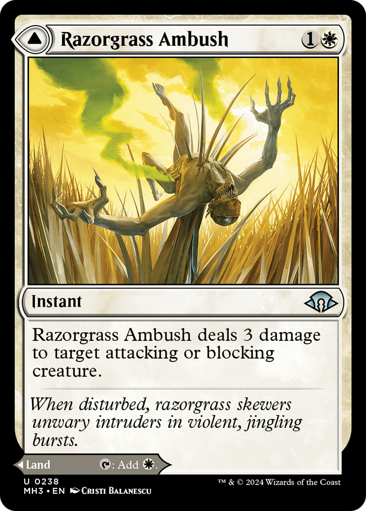 Razorgrass Ambush // Razorgrass Field (MH3-238) - Modern Horizons 3 Foil - Premium MTG Single from Wizards of the Coast - Just $0.47! Shop now at Game Crave Tournament Store