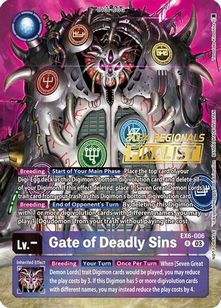 Gate of Deadly Sins (2024 Regionals Finalist) (EX6-006) - Infernal Ascension Foil - Premium Digimon Single from Bandai - Just $29.76! Shop now at Game Crave Tournament Store