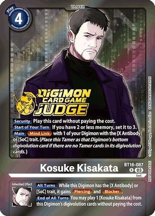 Kosuke Kisakata (Judge pack 6) (BT16-087) - Beginning Observer Foil - Premium Digimon Single from Bandai - Just $0.27! Shop now at Game Crave Tournament Store