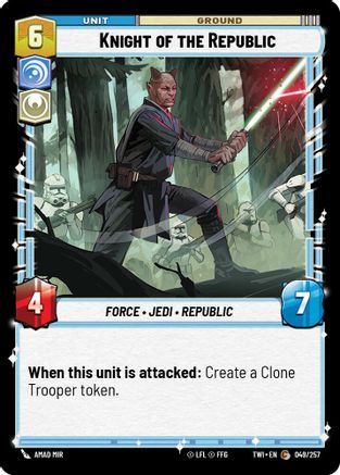 Knight of the Republic (049/257) - Twilight of the Republic Foil - Premium Star Wars: Unlimited Single from Twilight of the Republic - Just $0.08! Shop now at Game Crave Tournament Store