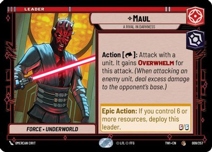 Maul - A Rival in Darkness (009/257) - Twilight of the Republic - Premium Star Wars: Unlimited Single from Twilight of the Republic - Just $0.08! Shop now at Game Crave Tournament Store