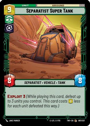 Separatist Super Tank (087/257) - Twilight of the Republic Foil - Premium Star Wars: Unlimited Single from Twilight of the Republic - Just $0.08! Shop now at Game Crave Tournament Store