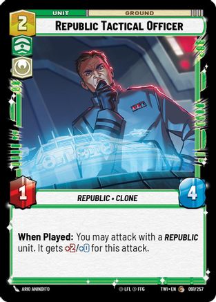 Republic Tactical Officer (091/257) - Twilight of the Republic Foil - Premium Star Wars: Unlimited Single from Twilight of the Republic - Just $0.08! Shop now at Game Crave Tournament Store