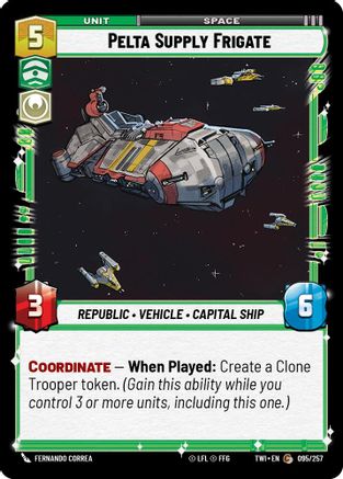 Pelta Supply Frigate (095/257) - Twilight of the Republic Foil - Premium Star Wars: Unlimited Single from Twilight of the Republic - Just $0.08! Shop now at Game Crave Tournament Store