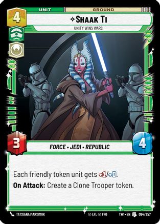 Shaak Ti - Unity Wins Wars (094/257) - Twilight of the Republic - Premium Star Wars: Unlimited Single from Twilight of the Republic - Just $0.08! Shop now at Game Crave Tournament Store