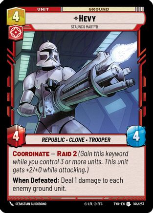 Hevy - Staunch Martyr (164/257) - Twilight of the Republic - Premium Star Wars: Unlimited Single from Twilight of the Republic - Just $0.08! Shop now at Game Crave Tournament Store