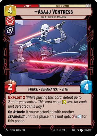 Asajj Ventress - Count Dooku's Assassin (134/257) - Twilight of the Republic Foil - Premium Star Wars: Unlimited Single from Twilight of the Republic - Just $0.08! Shop now at Game Crave Tournament Store