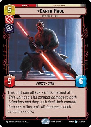 Darth Maul - Revenge at Last (135/257) - Twilight of the Republic - Premium Star Wars: Unlimited Single from Twilight of the Republic - Just $3.71! Shop now at Game Crave Tournament Store