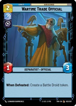 Wartime Trade Official (032/257) - Twilight of the Republic Foil - Premium Star Wars: Unlimited Single from Twilight of the Republic - Just $0.08! Shop now at Game Crave Tournament Store