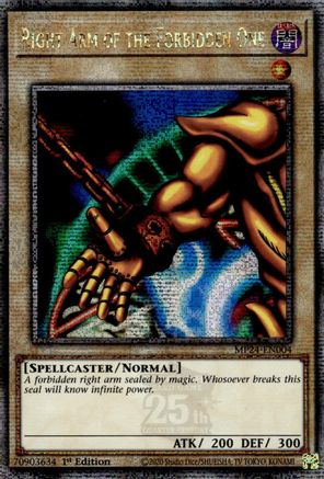 Right Arm of the Forbidden One (Quarter Century Secret Rare) (MP24-EN004) - 25th Anniversary Tin: Dueling Mirrors 1st Edition - Premium Yugioh Single from Konami - Just $3.60! Shop now at Game Crave Tournament Store